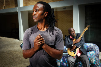 Mararo Wangai (left) with musician Mahamudo Selimane, the creative team behind Black Brass.