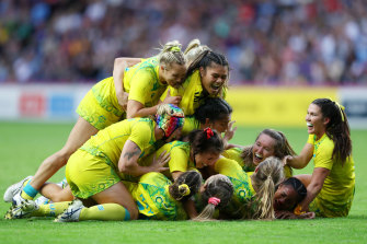 Australia's women's sevens team won gold in Birmingham after defeating Fiji 22-12 in the final.