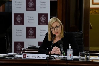 Department secretary Amy Brown gives evidence on Monday.