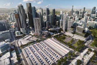 A 1.5 hectare Market Square, shown in the top right of this image supplied by NH Architecture, is part of the latest vision for Queen Victoria Market.