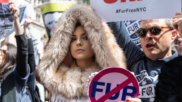 Activists lobbying in May for New York City to ban fur sales.
