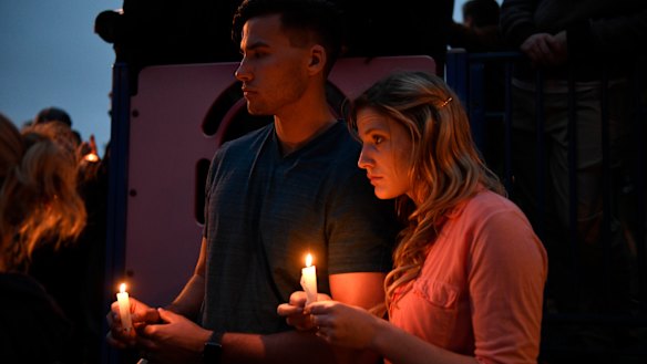 A vigil outside the Poway synagogue, near San Diego.