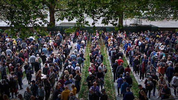 The final stages of the massive queue in central London.