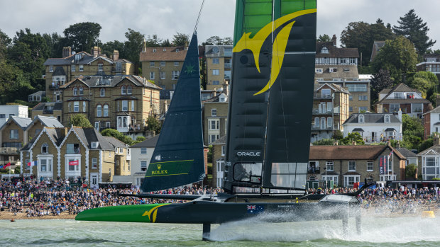 Speed record: Australia's F50 craft sizzled in victory at Cowes.