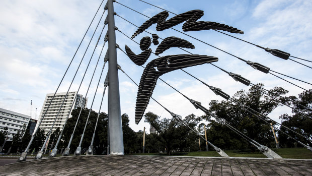 The Millenium Athlete was one of two artworks from Darling Harbour that were relocated to Sydney Olympic Park.