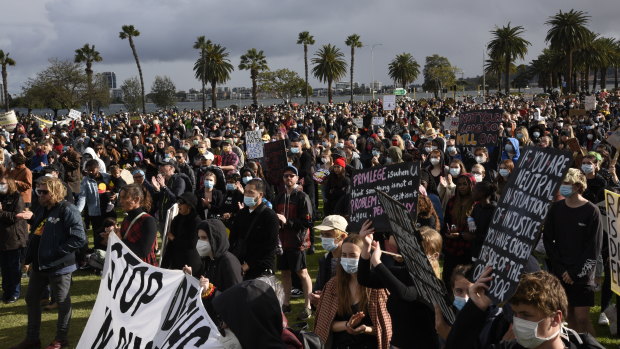 About 7000 people flooded the Perth's streets support of the Black Lives Matter movement.