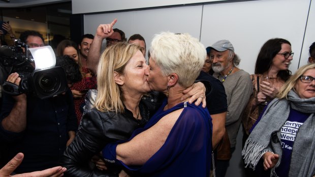 Kerryn Phelps and her wife Jackie. on Saturday night.