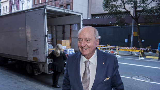 Broadcaster Alan Jones, who was managed by Harry M. Miller, at Friday's service.