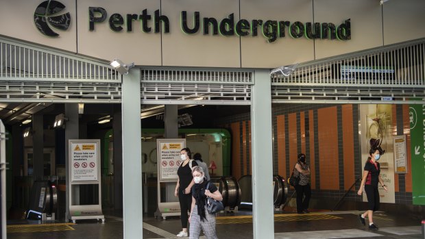 Perth’s underground train station on Monday morning. 