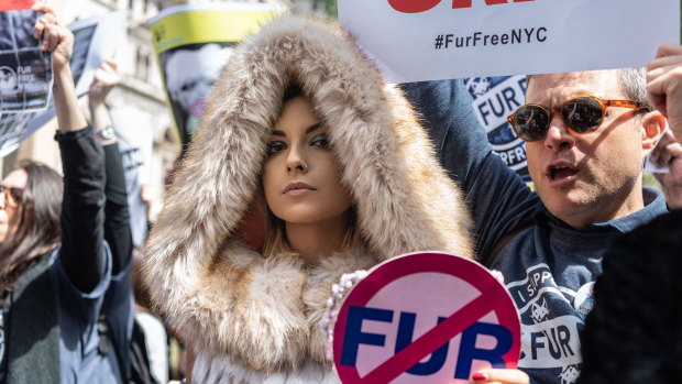 Activists lobbying in May for New York City to ban fur sales.