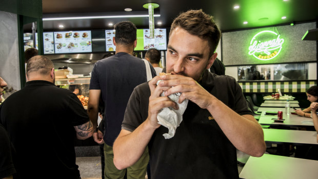 West meets inner west: Marrickville's Sam Moon, 29, used to go to Punchbowl regularly for his El Jannah fix.