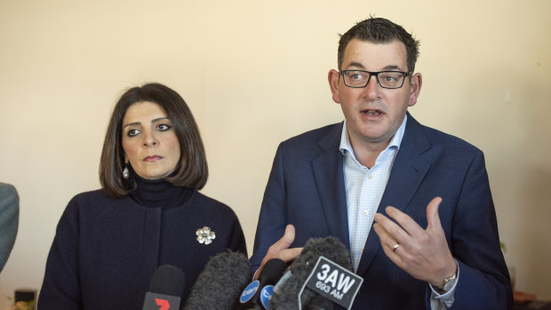 Marlene Kairouz and Premier Daniel Andrews in 2018.