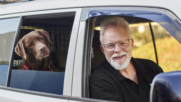 Terry Butts, the chief executive of Pawba, with pet labrador Maisy.