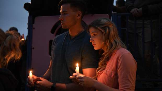 A vigil outside the Poway synagogue, near San Diego.