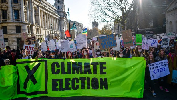 Students take part in a "Fridays for Future" climate change rally in London. The UK goes to the polls on December 12. The youth climate strike movement started in August 2018, led by the Swedish teenager Greta Thunberg. 