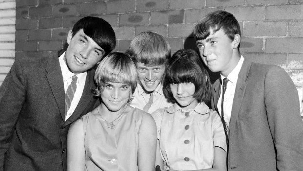 School students show off their Beatle haircuts in Gordon in Sydney's north on 25 February 1964, the year of The Beatles' Australian tour.
