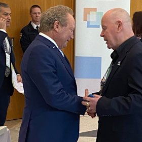 Andrew Forrest meets with CFMMEU boss Christy Cain at the jobs summit.