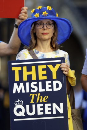 A protester outside the supreme court in London last week. 