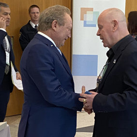 Andrew Forrest meets with CFMMEU boss Christy Cain at the jobs summit.