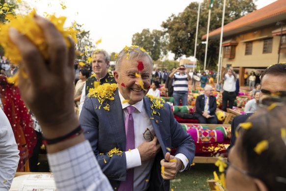 The travelling PM, Anthony Albanese, is in India and will be in the US next week.