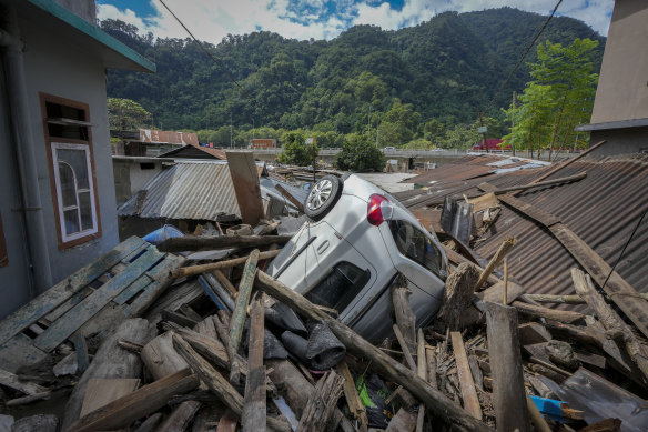 The aftermath of the flood along the Teesta River in Rongpo, east Sikkim, India.