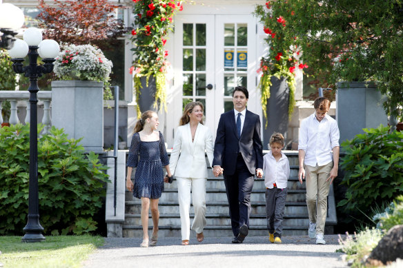 Justin and Sophie Trudeau with their three children. 