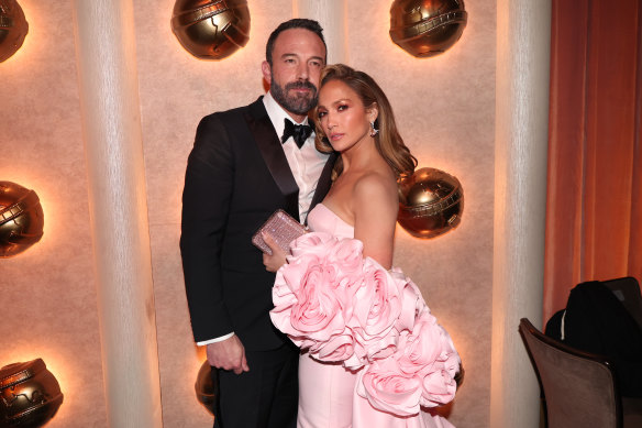 In happier times: Ben Affleck and Jennifer Lopez at the Golden Globe Awards in January this year.