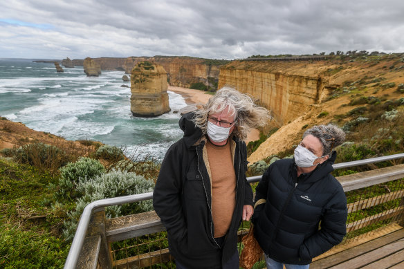 Tourists at the Twelve Apostles, one of the state’s major attractions.
