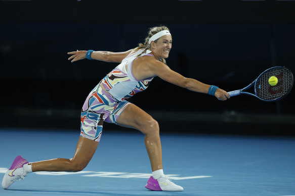 Victoria Azarenka is playing at the Open as a neutral.