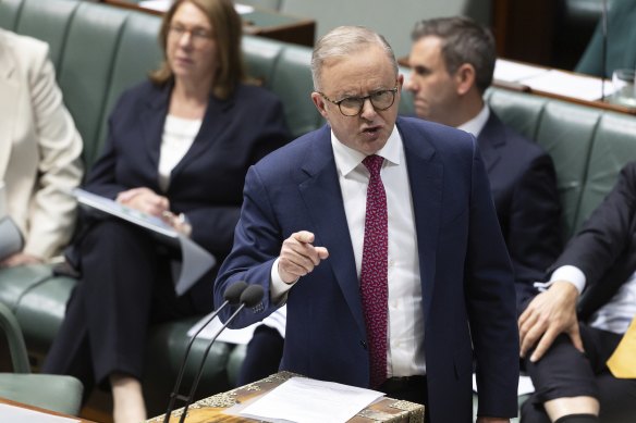 Prime Minister Anthony Albanese during question time yesterday.