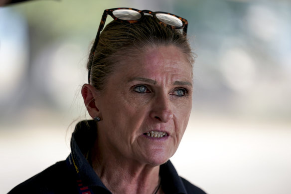 Victorian nurse Sandi Grieve at the Jingellic showground in NSW.