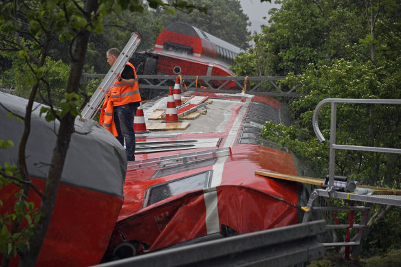 The train crashed in Burgrain, Germany.