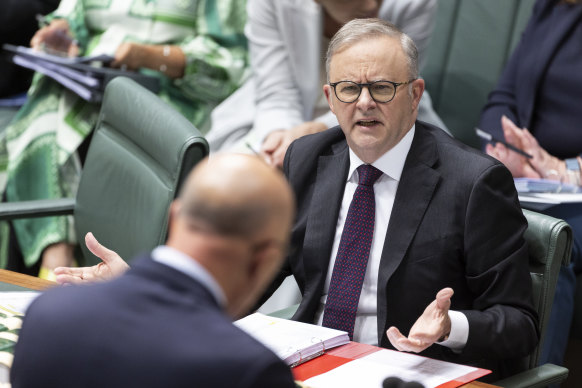 Opposition Leader Peter Dutton and Prime Minister Anthony Albanese (right) in parliament.