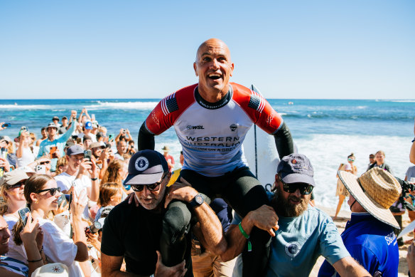 Kelly Slater is chaired off at Margaret River.