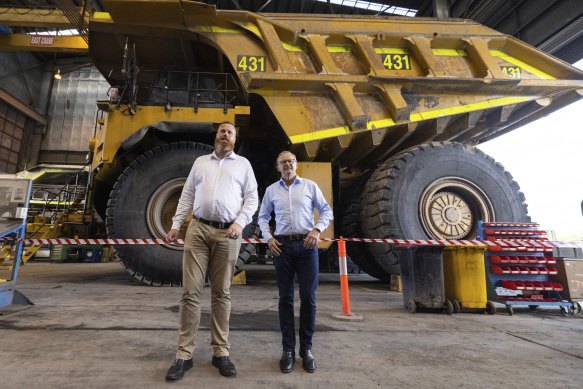 Hunter MP Dan Repacholi, pictured here with Anthony Albanese, survived a Nationals campaign targeting Labor’s climate policy.
