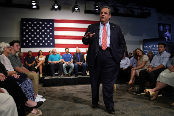 Christie addresses a gathering this week.