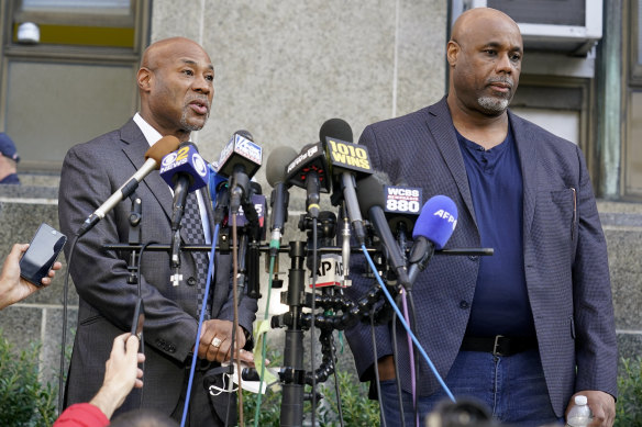 Ameen Johnson, left, and Shahid Johnson, sons of Khalil Islam, after a judge last year dismissed the conviction of their late father.