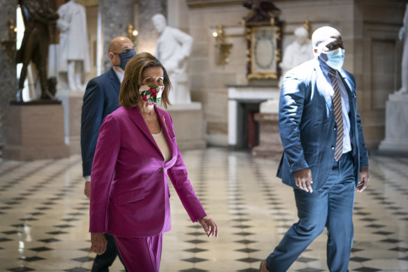 US House Speaker Nancy Pelosi says of the money earmarked for health workers: "Many of them have risked their lives to save lives."