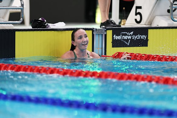 Lani Pallister took out the women’s 100m freestyle on Saturday night. 