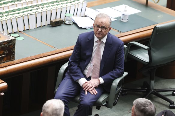 Anthony Albanese in Question Time on Tuesday.