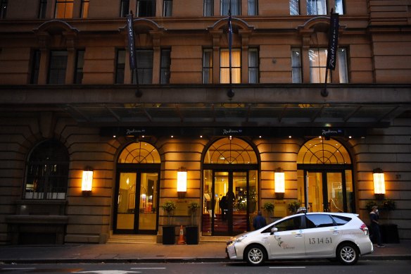 The Radisson Blu hotel on O’Connell Street in the Sydney CBD.