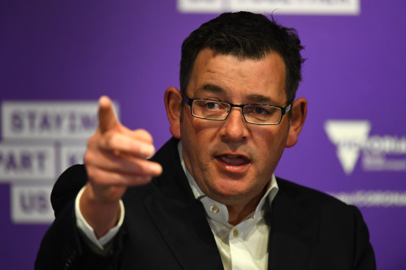 Daniel Andrews addresses the media on Thursday.