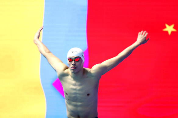 Sun Yang prepares for the 800 metres final at the FINA world championships in South Korea. 