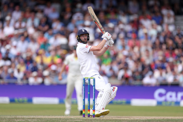 Chris Woakes during his final day innings in Leeds.