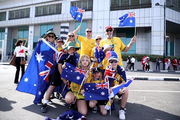 Australian fans outside the stadium in Doha.