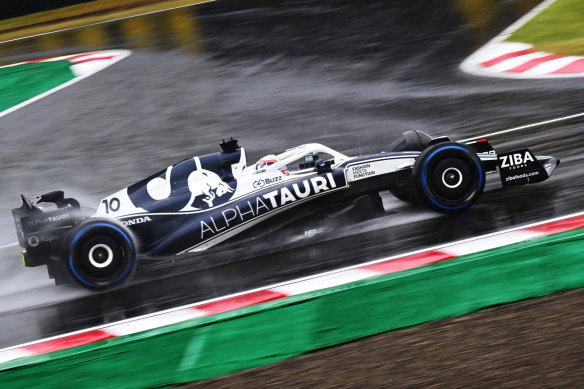 Pierre Gasly on track during the F1 Grand Prix of Japan on Sunday.