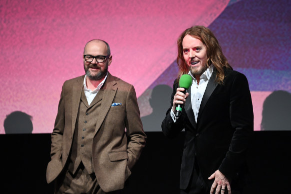 Kelly, left, with Tim Minchin at the launch of the Netflix production of Matilda the Musical at the London Film Festival.