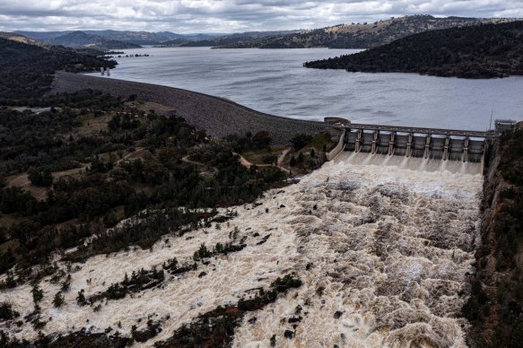 The Wyangala Dam, west of Sydney, has been releasing up to 85,000 megalitres of water a day over the past few days. 