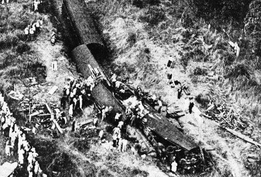 Scene of the rail disaster at Camp Mountain, Queensland.