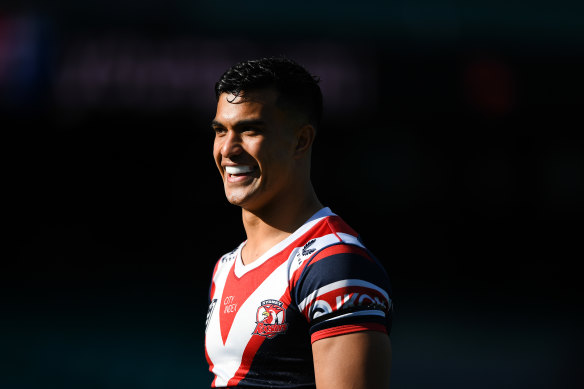Joseph Suaalii in action for the Roosters. 